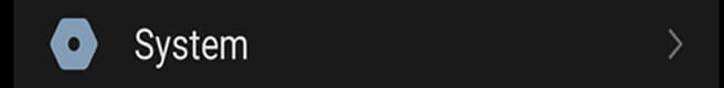 A closeup of the System submenu in the Android Settings